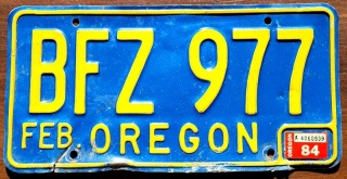 Oregon 1984 - tablica z USA