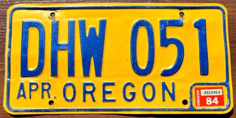Oregon 1984 - tablica z USA