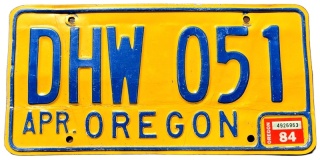 Oregon 1984 - tablica z USA