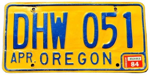 Oregon 1984 - tablica z USA