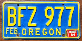 Oregon 1984 - tablica z USA
