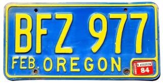 Oregon 1984 - tablica z USA