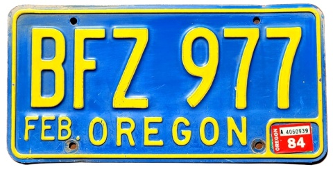 Oregon 1984 - tablica z USA