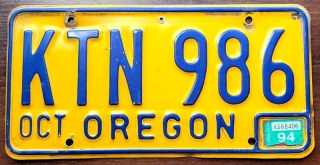 Oregon 1994 - tablica z USA