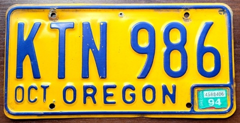 Oregon 1994 - tablica z USA