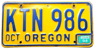 Oregon 1994 - tablica z USA
