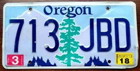 Oregon 2018 - tablica z USA