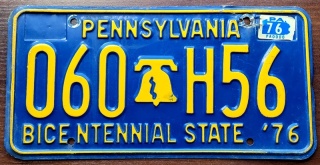 Pennsylvania 1976 - tablica z USA