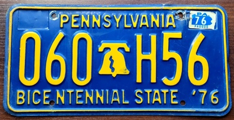 Pennsylvania 1976 - tablica z USA