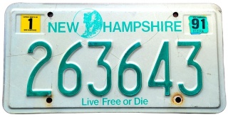 New Hampshire 1991 - tablica z USA