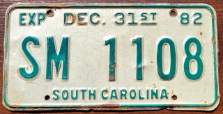 South Carolina 1982 - tablica z USA