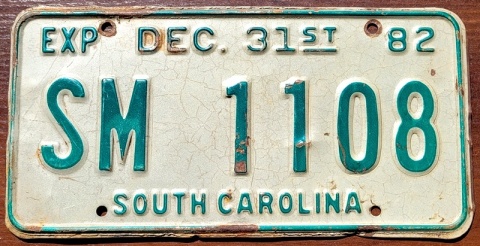 South Carolina 1982 - tablica z USA
