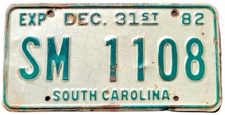 South Carolina 1982 - tablica z USA