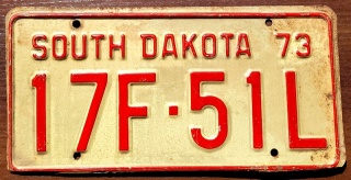 South Dakota 1973 - tablica z USA