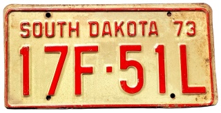 South Dakota 1973 - tablica z USA