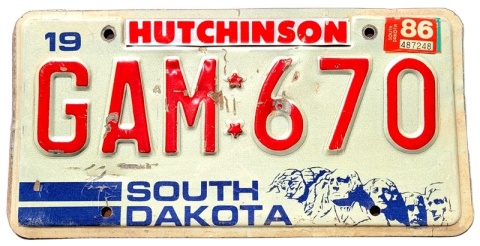 South Dakota 1986 - tablica z USA