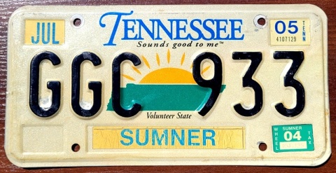 Tennessee 2005 - tablica z USA