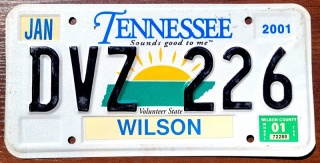 Tennessee 2001 - tablica z USA