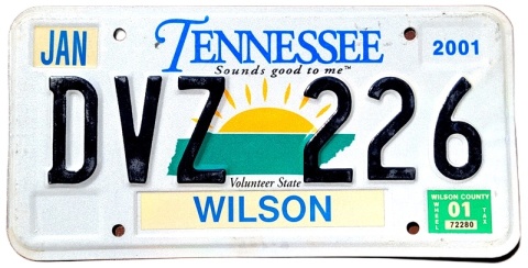 Tennessee 2001 - tablica z USA