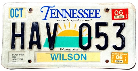 Tennessee 2006 - tablica z USA