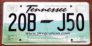 Tennessee - tablica z USA