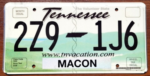 Tennessee - tablica z USA
