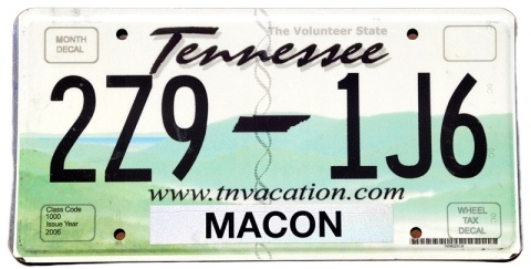 Tennessee - tablica z USA
