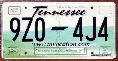 Tennessee - tablica z USA
