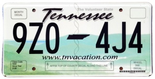 Tennessee - tablica z USA