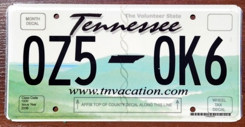 Tennessee - tablica z USA