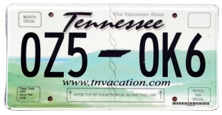Tennessee - tablica z USA