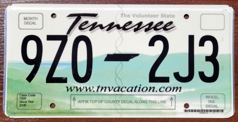 Tennessee - tablica z USA