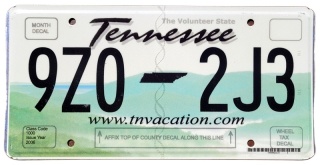 Tennessee - tablica z USA