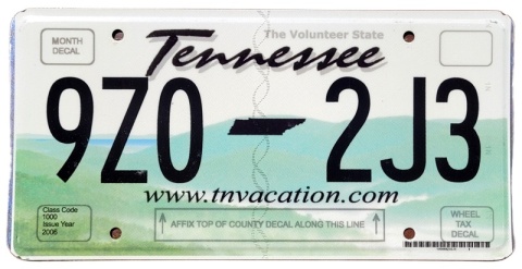 Tennessee - tablica z USA