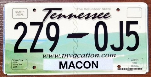 Tennessee - tablica z USA