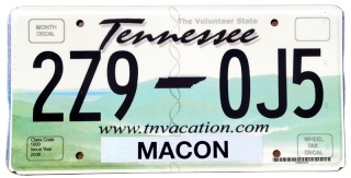 Tennessee - tablica z USA