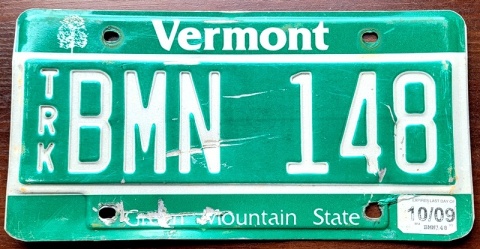 Vemont 2009 - tablica z USA
