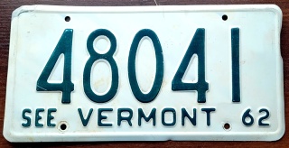 Vemont 1962 - tablica z USA