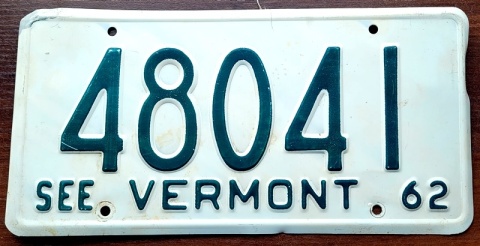 Vemont 1962 - tablica z USA