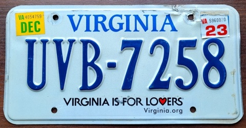 Virginaia 2023 - tablica z USA
