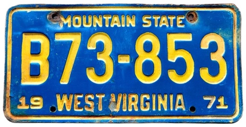 West Virginia 1971 - tablica z USA