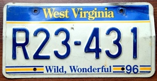 West Virginia 1996 - tablica z USA