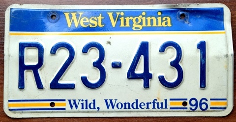 West Virginia 1996 - tablica z USA