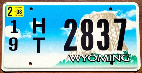 Wyoming 2008 - tablica z USA