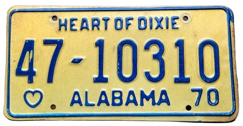 Alabama 1970 - tablica z USA