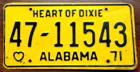 Alabama 1971 - tablica z USA