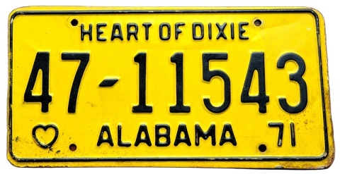 Alabama 1971 - tablica z USA