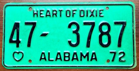 Alabama 1972 - tablica z USA