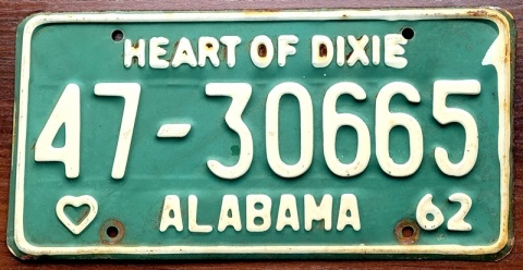 Alabama 1962 - tablica z USA