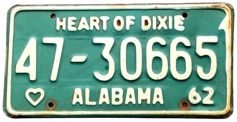 Alabama 1962 - tablica z USA